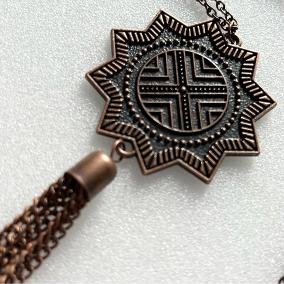 Vintage Paparazzi From Sunup To Sundown Necklace 30” Tassle 4” Earrings 2” - Picture 4 of 6